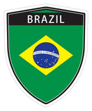 Brazil flag Shield shape decal car bumper window sticker set of 2,  SH010