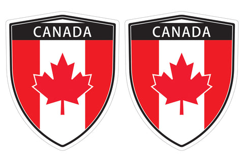 Canada flag Shield shape decal car bumper window sticker set of 2,  SH011