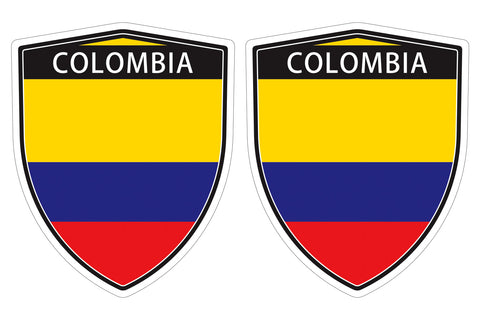 Colombia Colombian flag Shield shape decal car bumper window sticker set of 2,  SH016