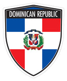 Dominican Republic flag Shield shape decal car bumper window sticker set of 2,  SH017