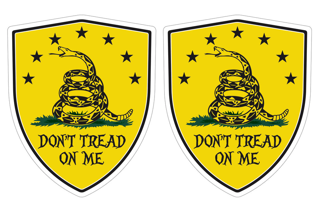 Don't Tread on Me Gadsden flag Shield shape decal car bumper window sticker set of 2,  SH062