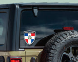 Dominican Republic flag Shield shape decal car bumper window sticker set of 2,  SH017