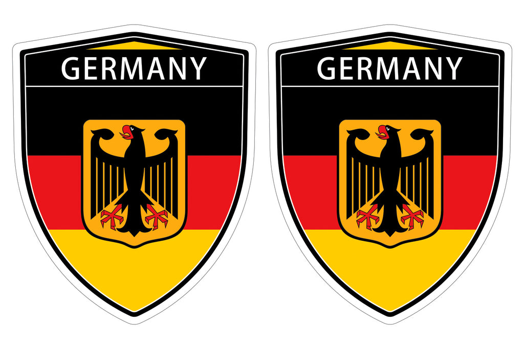 Germany Deutschland German eagle flag Shield shape decal car bumper window sticker set of 2, SH020
