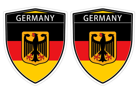 Germany Deutschland German eagle flag Shield shape decal car bumper window sticker set of 2,  SH020
