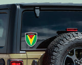 Guyana flag Shield shape decal car bumper window sticker set of 2,  SH023