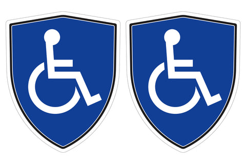 Handicap sign Shield shape decal car bumper window sticker set of 2,  SH063