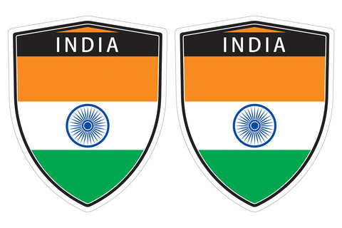 India flag Shield shape decal car bumper window sticker set of 2,  SH026