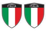 Italia Italy flag Shield shape decal car bumper window sticker set of 2,  SH029