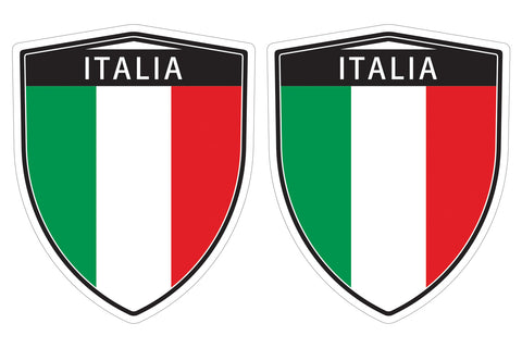 Italia Italy flag Shield shape decal car bumper window sticker set of 2,  SH029