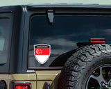 Singapore flag Shield shape decal car bumper window sticker set of 2,  SH045
