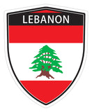 Lebanon Lebanese flag Shield shape decal car bumper window sticker set of 2,  SH032