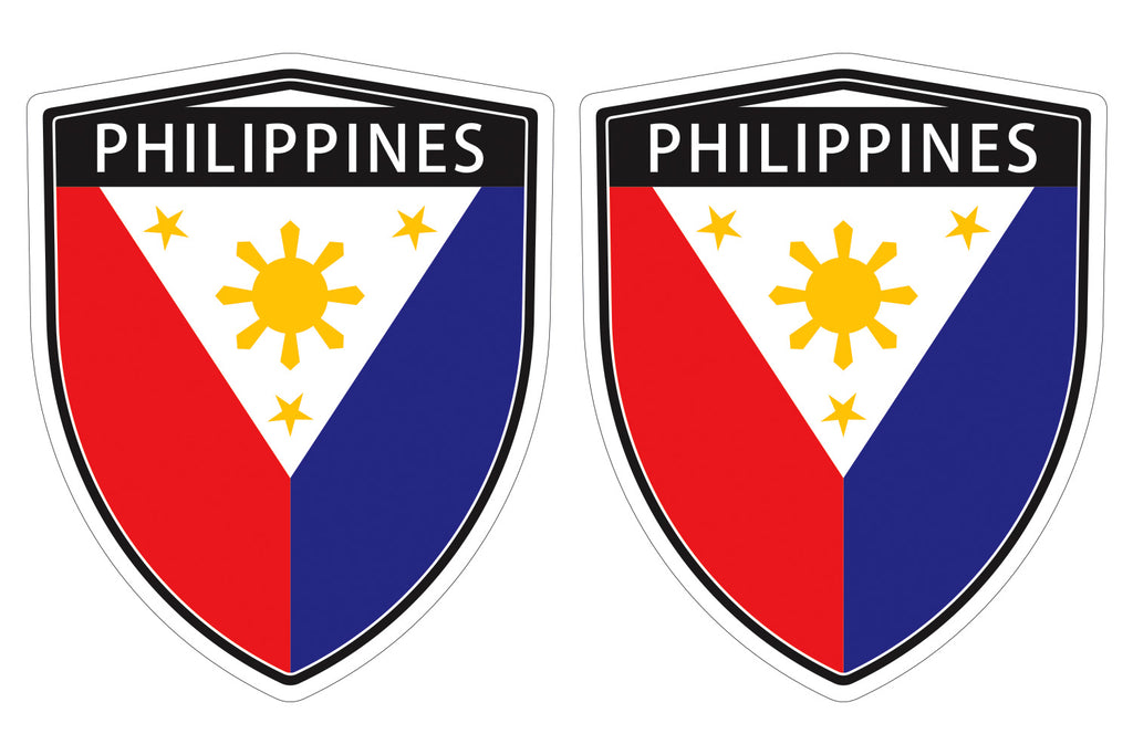 Philippines Philippine flag Shield shape decal car bumper window sticker set of 2, SH039