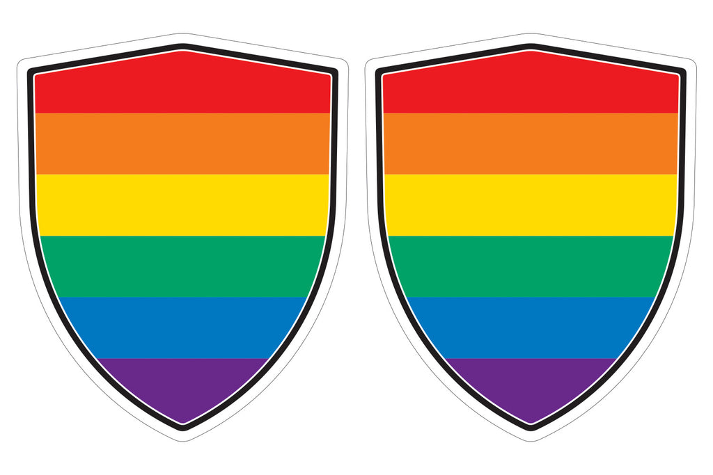 Pride LGBT gay Lesbian flag Shield shape decal car bumper window sticker set of 2, SH065