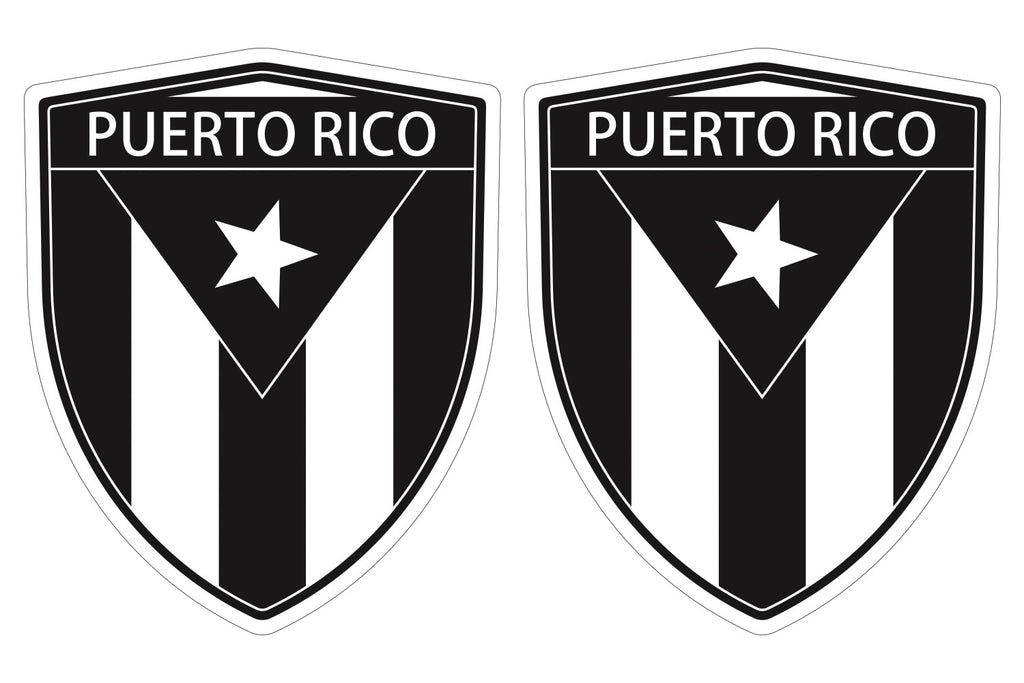 Puerto Rico Black flag Shield shape decal car bumper window sticker set of 2, SH043