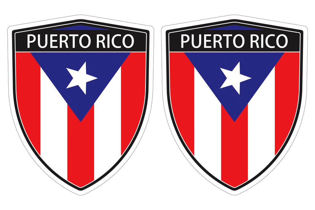 Copy of Puerto Rico flag Shield shape decal car bumper window sticker set of 2, SH042