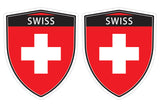 Switzerland Swiss flag Shield shape decal car bumper window sticker set of 2,  SH049