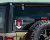 Serbia flag Shield shape decal car bumper window sticker set of 2,  SH044