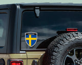 Sweden Swedish flag Shield shape decal car bumper window sticker set of 2,  SH050