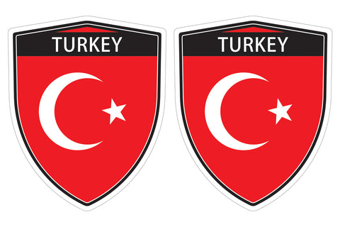 Turkey Turkish flag Shield shape decal car bumper window sticker set of 2,  SH052