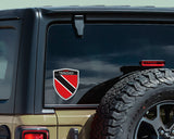 Trinidad and Tobago flag Shield shape decal car bumper window sticker set of 2,  SH051