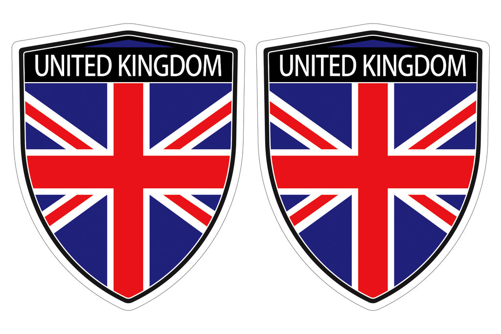 United Kingdom British Great Britain Flag Shield shape decal car bumper window sticker set of 2,  SH056
