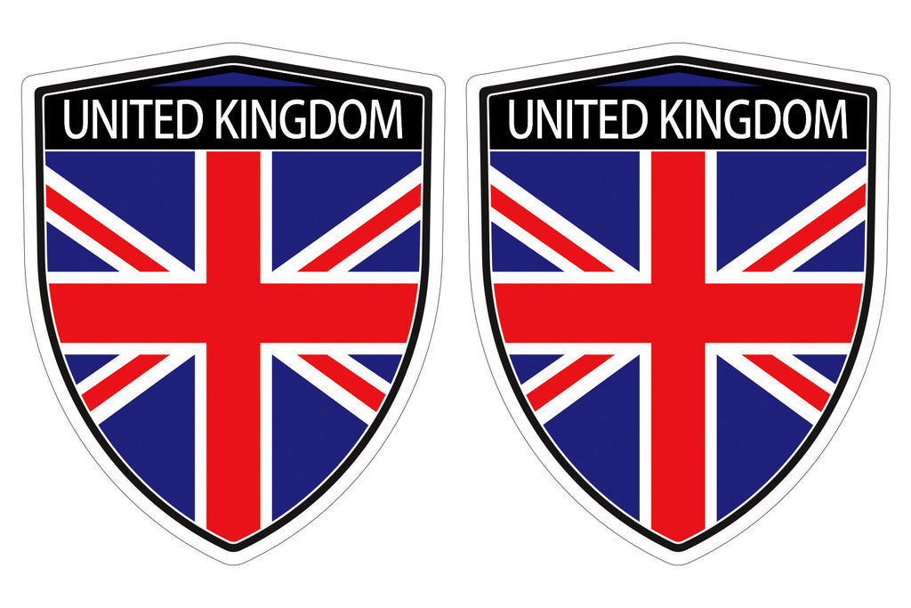 United Kingdom British Great Britain Flag Shield shape decal car bumper window sticker set of 2, SH056