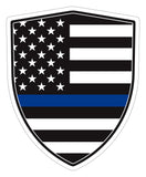 USA Police Thin blue line Flag Shield shape decal car bumper window sticker set of 2,  SH068