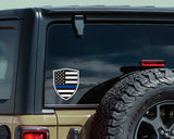 USA Police Thin blue line Flag Shield shape decal car bumper window sticker set of 2,  SH068