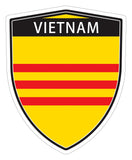 Vietnam Flag Shield shape decal car bumper window sticker set of 2,  SH060