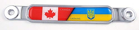 Canada Ukraine Chrome Emblem Screw On car License Plate Decal Badge