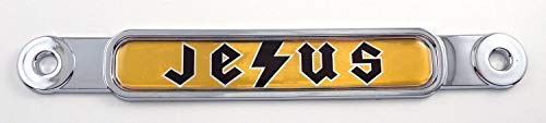 Jesus Flag Chrome Emblem Screw On car License Plate Decal Badge