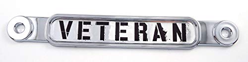 Veteran Flag Chrome Emblem Screw On car License Plate Decal Badge
