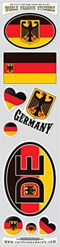 Car Chrome Decals STS-GERMAN Germany 9 stickers set German Deutschland flag decals bumper stiker car auto bike laptop