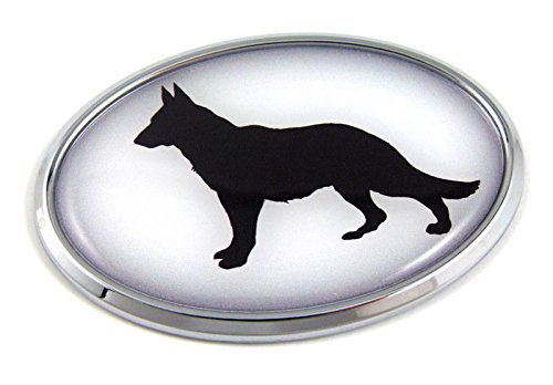 German Sheppard Dog 3D Chrome Emblem Pet Decal Car Auto Bike Truck Oval Sticker