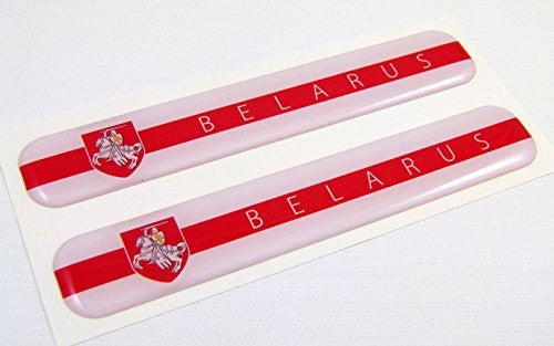 Belarus Flag Domed Decal Emblem Resin car auto stickers 5"x 0.82" 2pc.