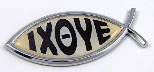 IXOYE Jesus Fish Ichthus Pisces Car Bike Chrome Emblem Decal Sticker Christian