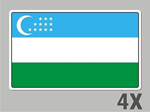4 Uzbekistan stickers flag decal bumper car bike emblem vinyl FL071