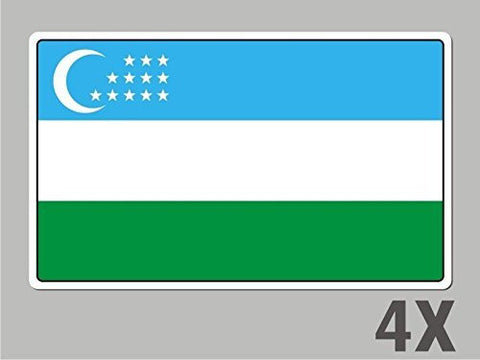 4 Uzbekistan stickers flag decal bumper car bike emblem vinyl FL071