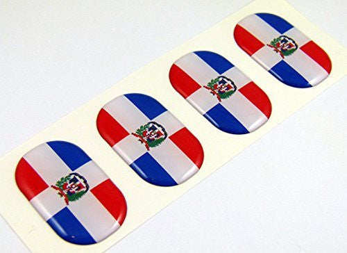 Dominican Republic midi domed decals flag 4 emblems 1.5" Car bike stickers