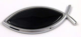Jesus Fish with Black Insert Car Bike Auto Chrome Emblem Decal Sticker Unique