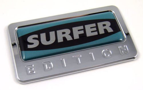 Car Chrome Decals CBEDI-SURF Surfer Edition Car Chrome Emblem with dome decal Auto Bike 3D surfing Badge