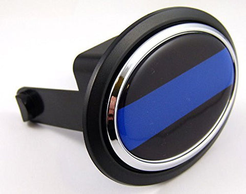 Thin Blue line Police Flag Hitch Cover Cap 2" receiver black with chrome & dome