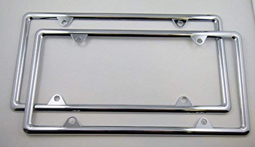Slimline Thin Chrome Painted Plastic Durable Flexible License Plate Frame Set of 2 Frames