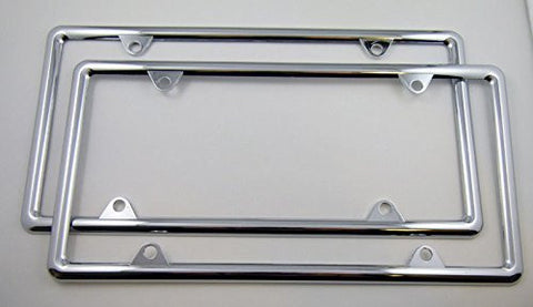 Slimline thin Chrome painted Plastic Durable Flexible License Plate Frame Set of 2 frames
