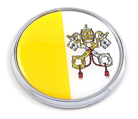 Vatican Flag 2.75" Car Chrome Round Emblem Decal 3D Badge
