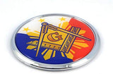 Mason Philippines Flag 2.75" Car Chrome Round Emblem Decal 3D sticker badge Masonic Philippine