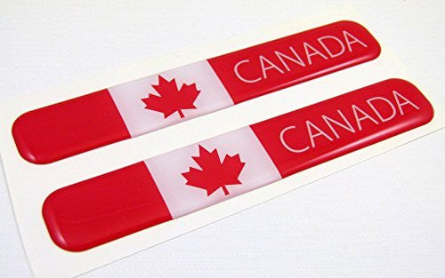 Canada Canadian Flag Domed Decal Emblem Resin car auto stickers 5"x 0.82" 2pc.