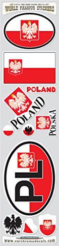 Car Chrome Decals STS-PL Poland 11 stickers set Polish Polska flag decals bumper car auto bike laptop