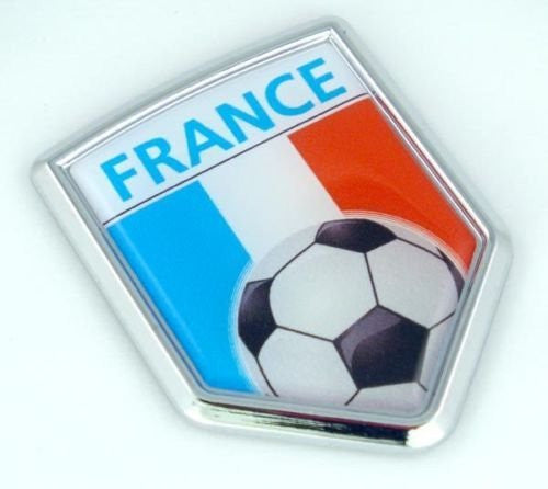 France Français French Flag Car Chrome Emblem Sticker with Soccer ball