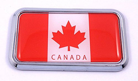Canada Canadian Flag rectanguglar Chrome Emblem 3D Car Decal Sticker 3" x 1.75"